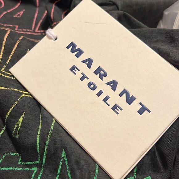 NWT Marant Etoile Logo-Print Cotton-Jersey T-Shirt - Gray Large $ 220.00 - Picture 8 of 9